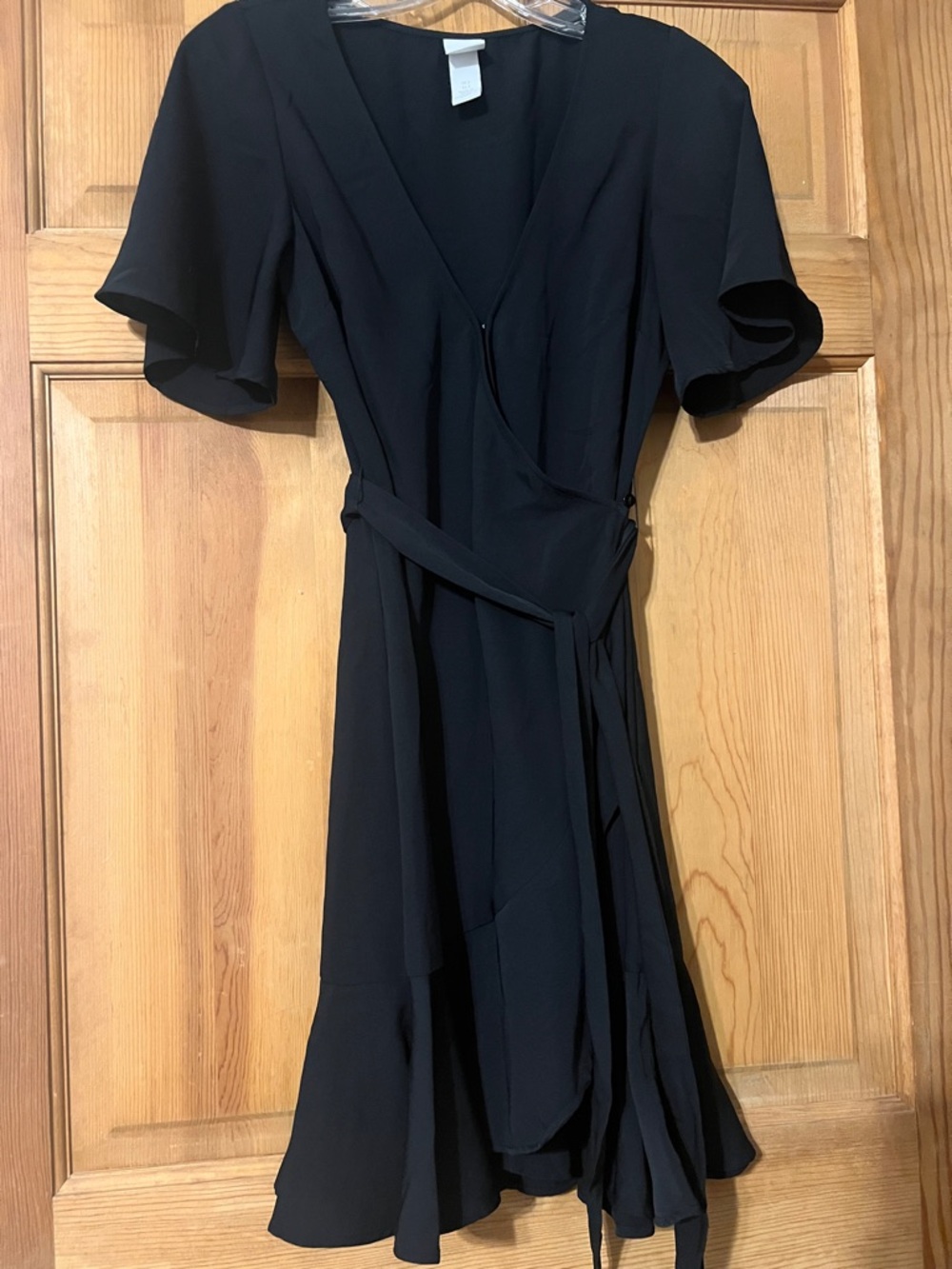 H&M Black Wrap Midi Dress with Flutter Sleeves